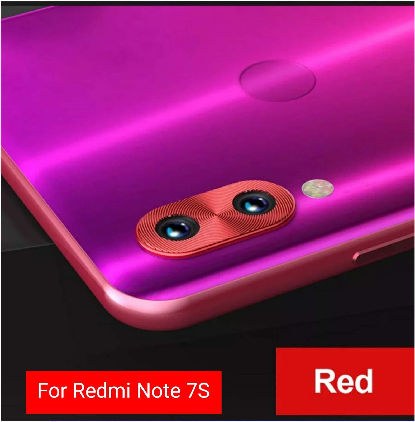 Blackcloud Back Rear Camera Glass Lens Metal Alloy Protector Cap for Xiaomi Redmi Note 7S (Red)