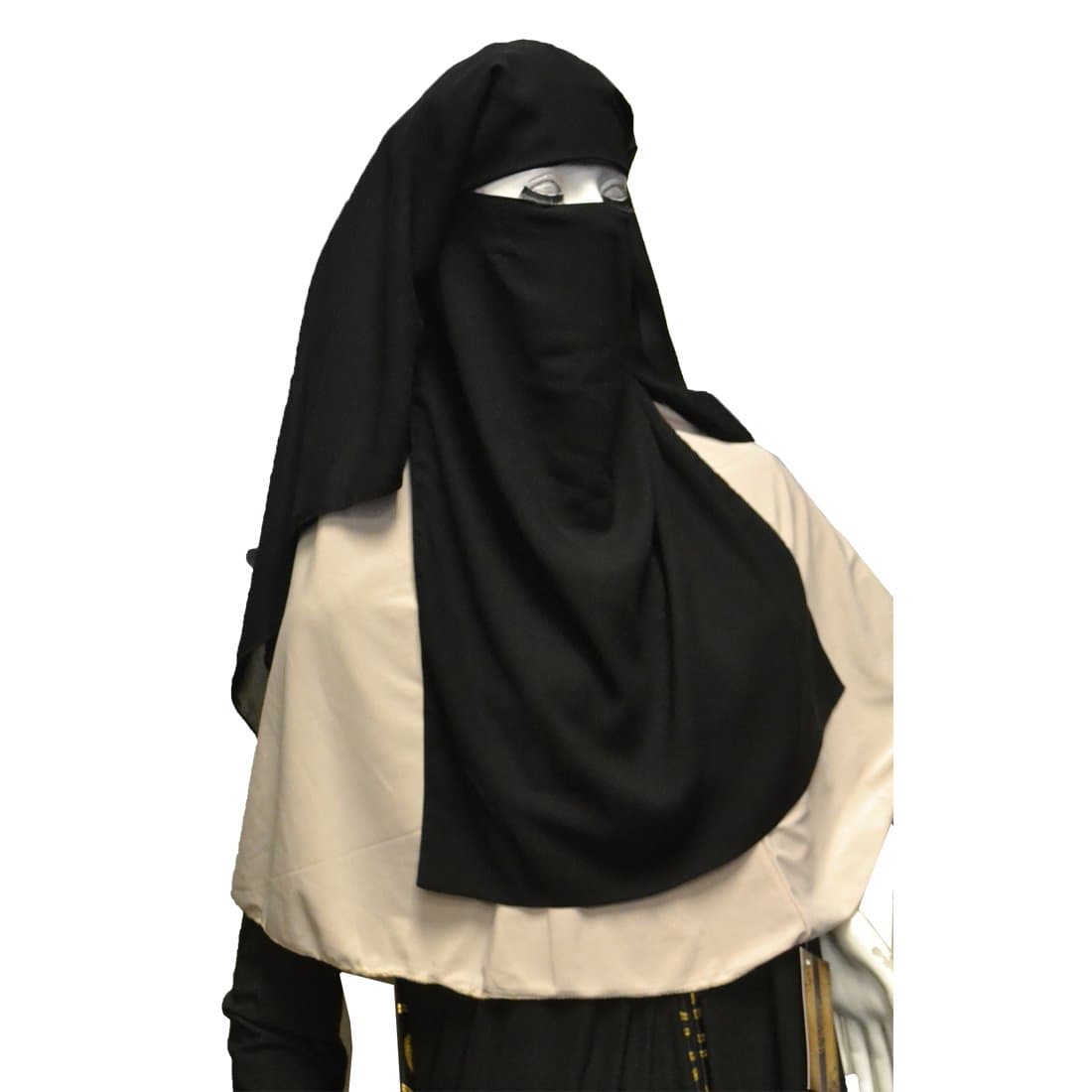 Hayaa Clothing 3 Layer XLarge Tie-back Soft Chiffon Crepe Saudi Niqab