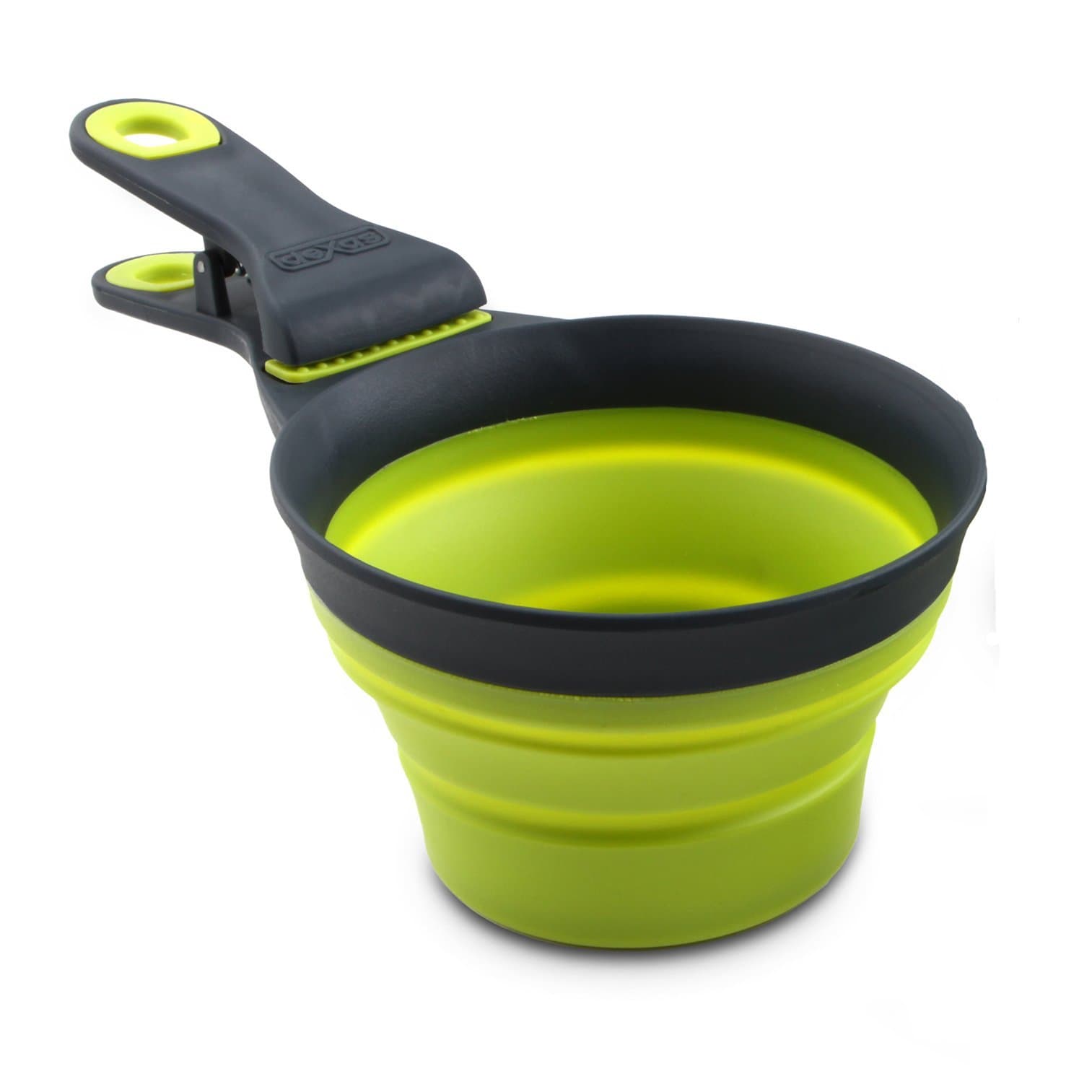 Dexas Popware for Pets Collapsible KlipScoop, 2 Cup Capacity, Gray/Green