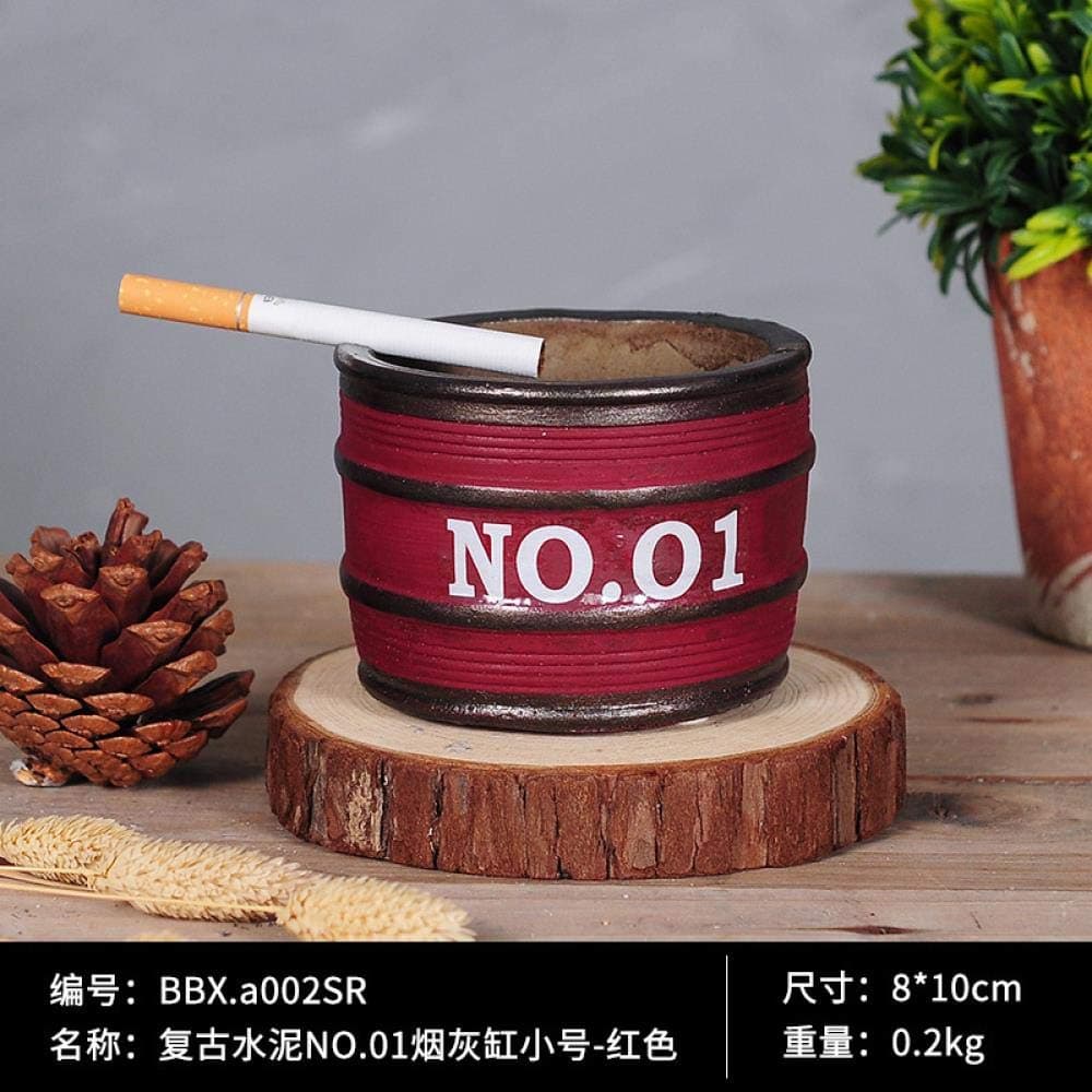 HKLP Creative Decorations Retro Cement Ashtray Home Bar Cafe Home Creative Ashtray, NO.01 Trumpet Red