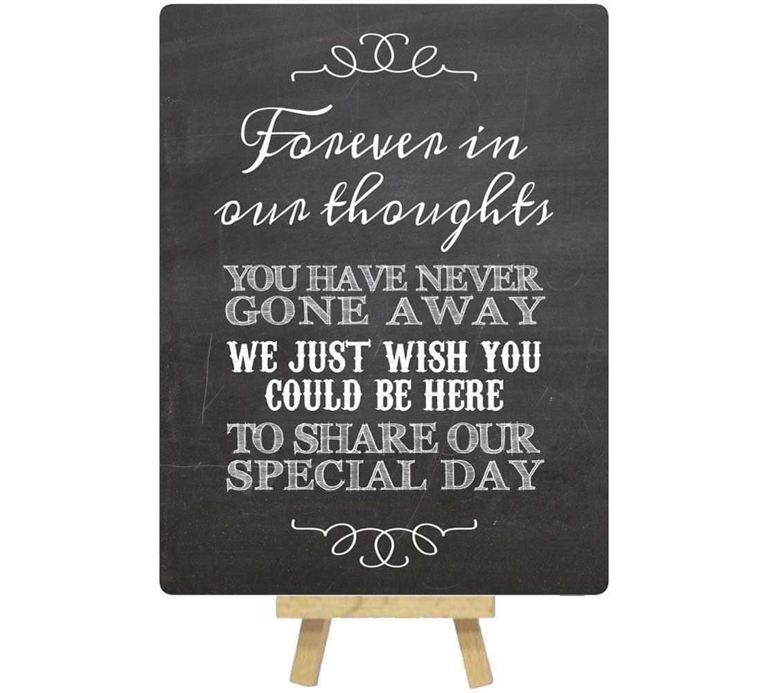 The Lilac Hippo Wedding Memory Table Metal Table Sign Printed With Chalkboard Effect - A5 With Wooden Easel