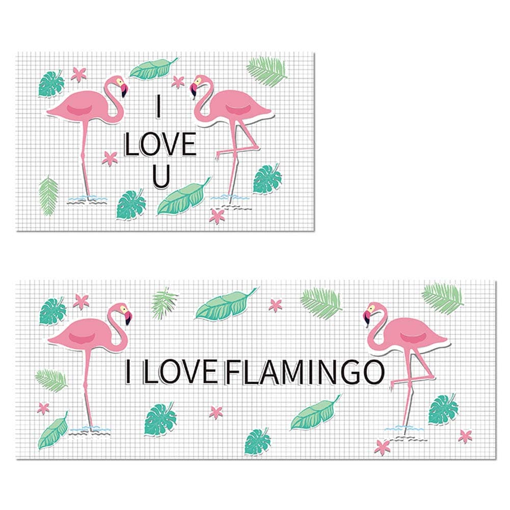 Kitchen Mats Non Slip Kitchen Rugs Doormat, 2 Piece Area Floor Mats Bedroom Standing Desk Anti-fatigue Carpet Cushioned Door Mats Sets, Flamingo, 45 * 75cm+45 * 120cm