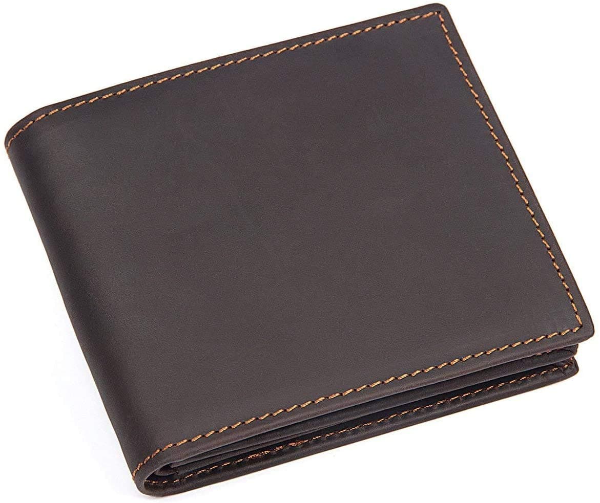 Mens Wallet Handmade Bifold RFID Blocking Distressed Genuine Leather Wallets for Men - Coins & ID Card Holder Brown