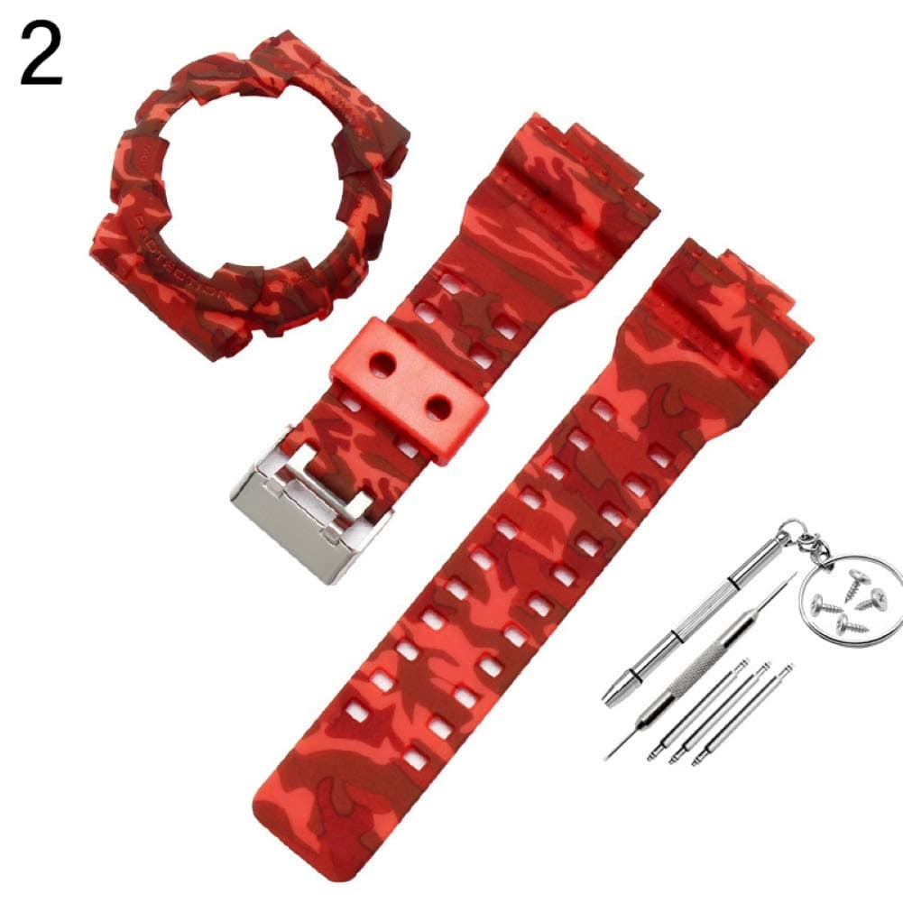 Pushfocourag Genuine Bracelet Watch Replacement Watch Strap Protective Case for Casio G-Shock GA-110 GA100 GD-120 - Fashion Casual Watches for Women and Men