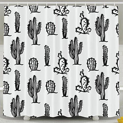 Cactus Pattern Theme Decoration Shower Curtain For Bedroom, Mildew Resistant Waterproof Digital Printing Polyester Shower Curtains With Adjustable Hook,72"x72"