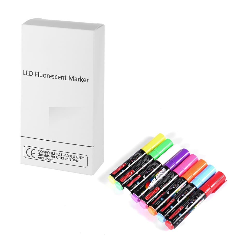 Queenaal 8 pcs/box 6/8/10mm Highlighter Fluorescent Liquid Marker Pen for LED Writing Multi-color 8MM