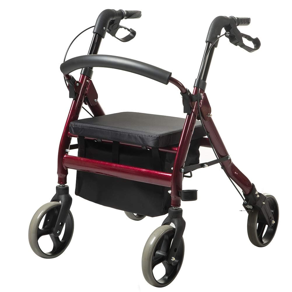 ELENKER Rollator Walker Heavy Duty with 8" Wheels and 500lbs Capacity Red