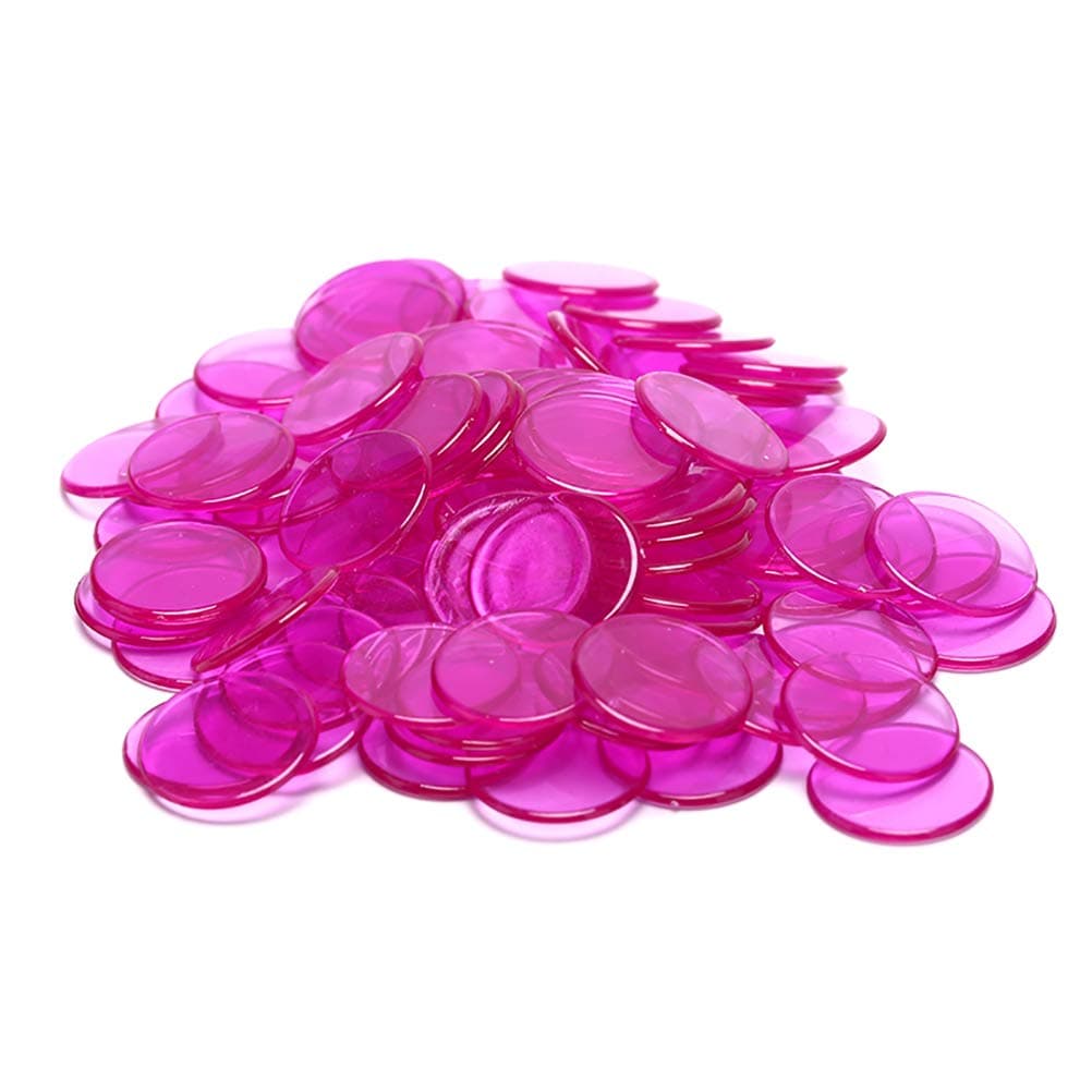 100pcs 19mm Transparent Color Counters Counting Bingo Chips Plastic Markers Bingo Game Cards Plastic for Games