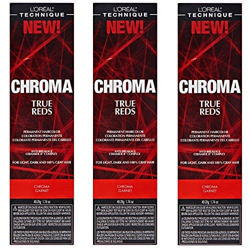 L'Oreal True Reds Chroma Garnet Permanent Hair Color Tint HC-22915 (3 Pack)