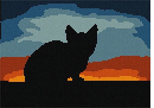 Pepita Needlepoint Canvas: Cat Sunset, 10" x 7"