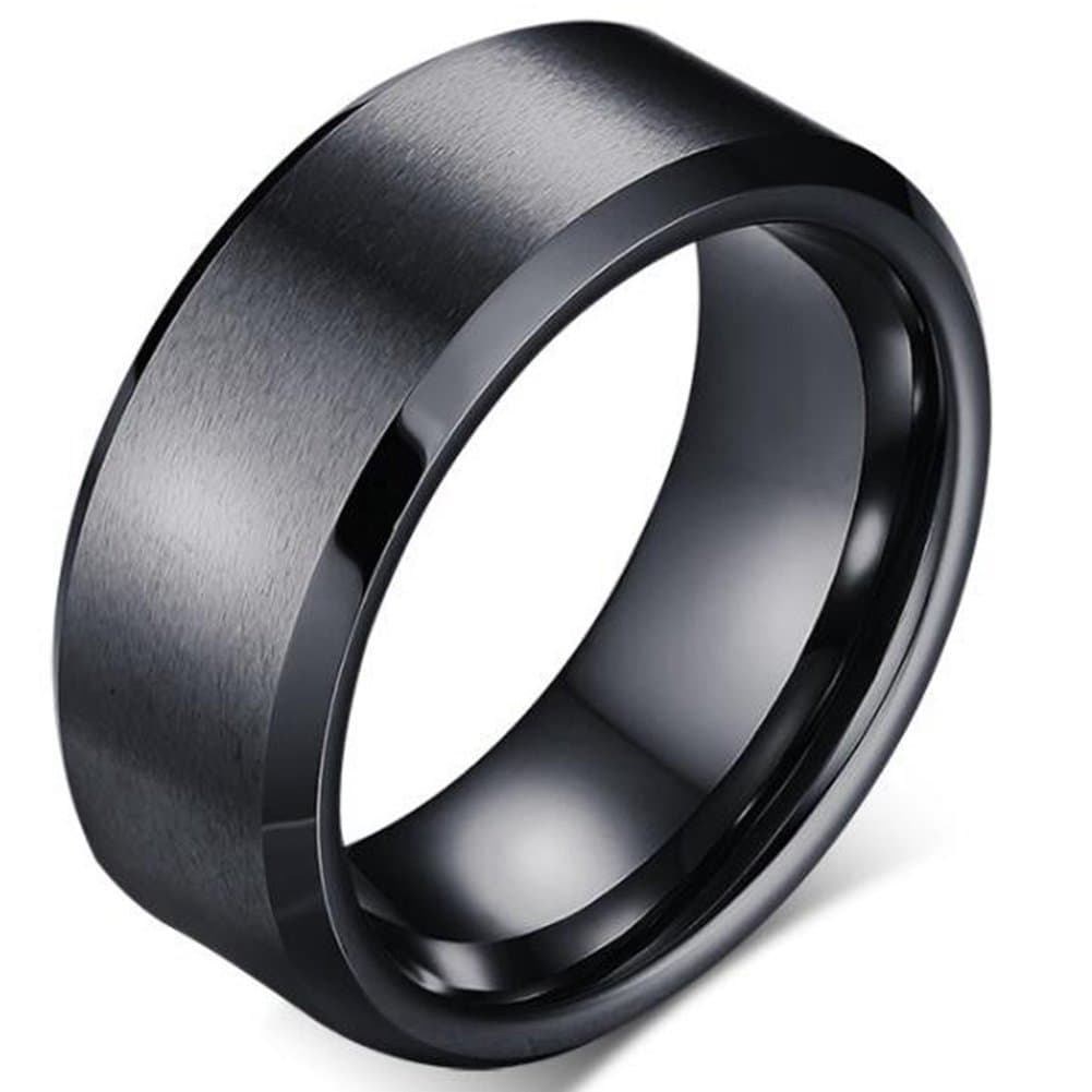 8mm Stainless Matte Brushed Classical Simple Plain Wedding Band Ring