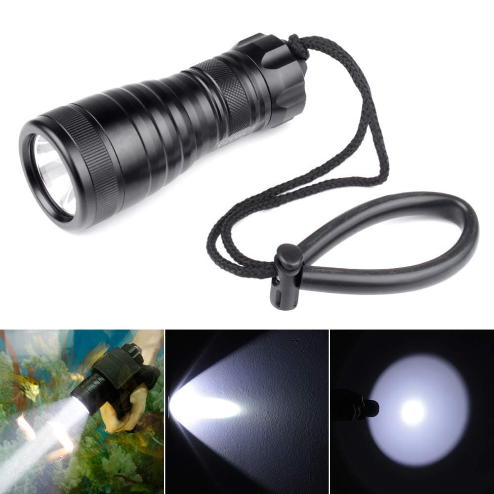 BESTSUN Diving Flashlight, XM-L2 1800 Lumen LED Underwater Flashlight Waterproof Dive Light Scuba Diving Torch 150m Submarine Diving Light with Lanyard (Battery Not Include)