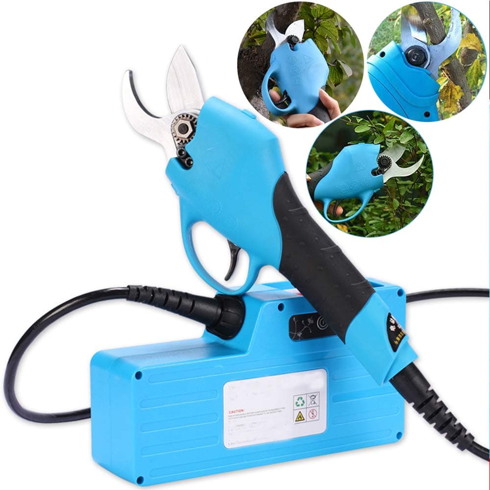 HWJF Electric pruning shears, cordless rechargeable tree trimming pruning shears scissors gardening cutting tools Secateur fruit tree thick branch bracket within 30mm