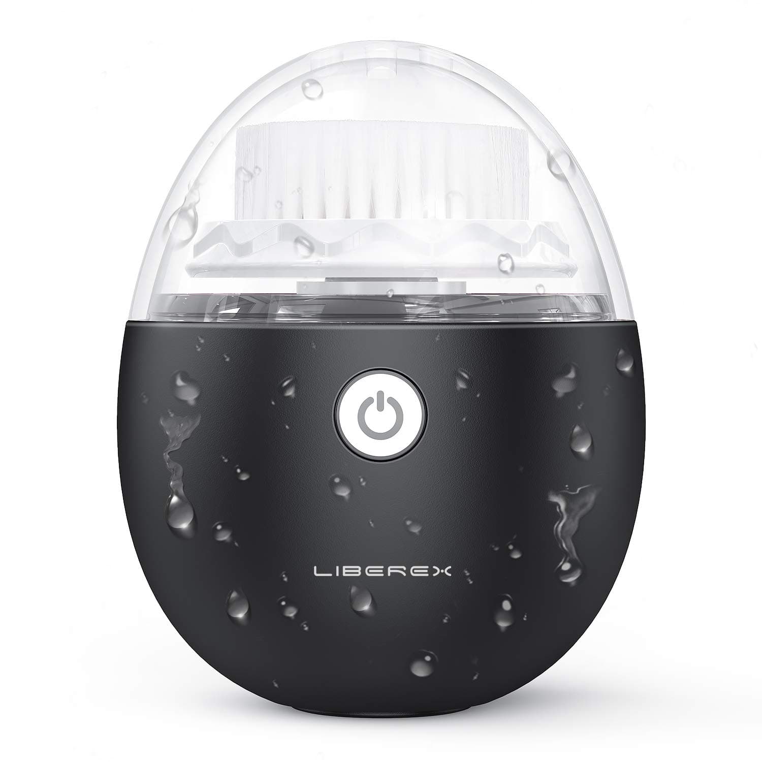 Liberex Vibrating Facial Cleansing Brush - Waterproof Smart Timer Wireless Charging for Face Cleaning, Exfoliating and Massaging, Egg Shape, Black