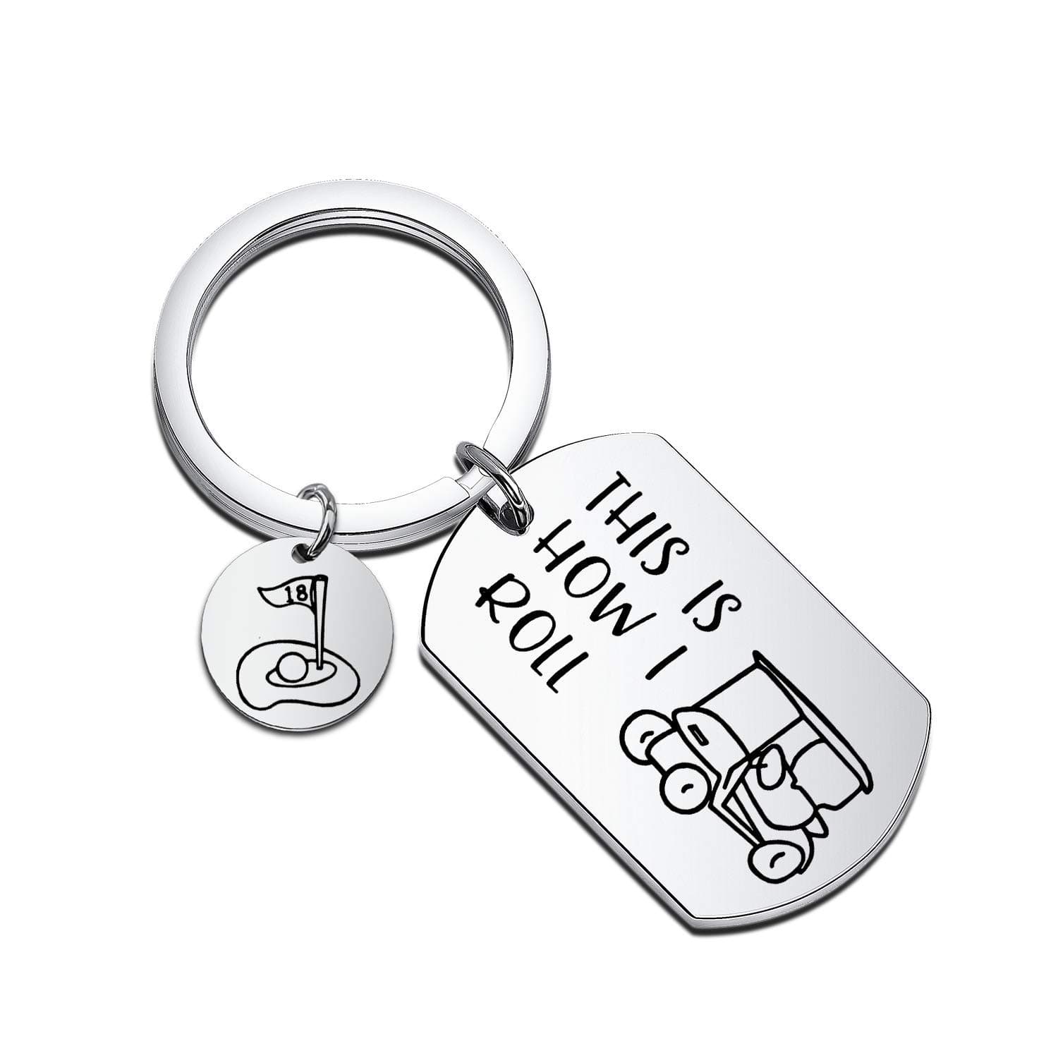 MAOFAED Golfer Gift Golf Keychain This is How I Roll Keychain Gift for Golfer Golf Cart Keychain