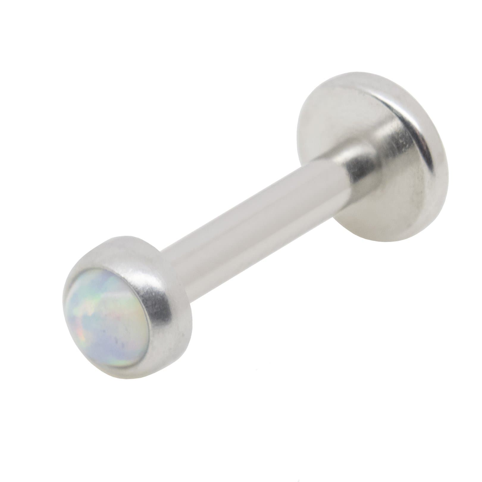 Internally Threaded Fire Snow Synthetic Opal Labret Helix Cartilage Tragus Lip Bar 1.2mm x 8mm