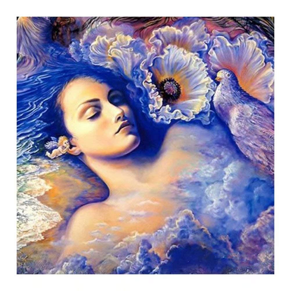 DIY 5D Diamond Painting by Number Kit, Full Drill Abstract Beauty Sea Wave Rhinestone Embroidery Cross Stitch Supply Arts Craft Canvas Wall Decor