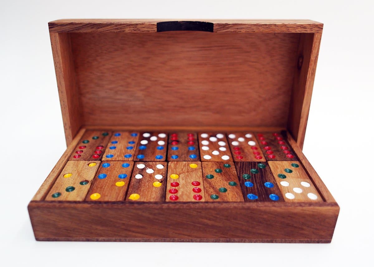 28 pcs Small Size DOUBLE6 Block Dominos Game Set Handmade Dominoes Wooden Set Vintage Top Case Box Traditional Board Travel Tile Game Kid Toy Gifts