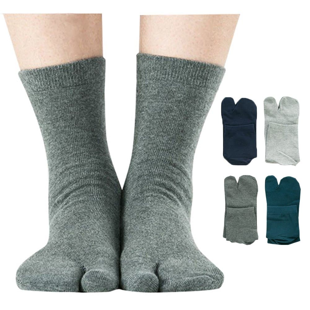 Men's Flip Flop Socks Tabi Split Toe Geta Wicking Cotton Pack of 4