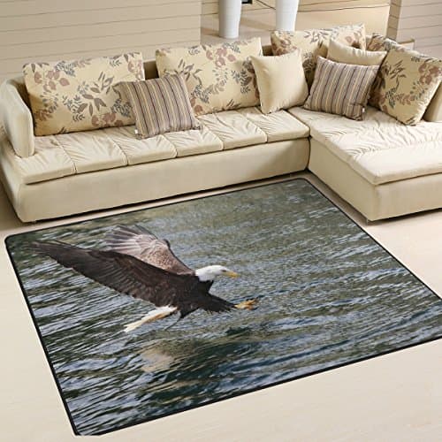 American Bald Eagle Playmat Floor Mat For Dining Room Living Room Bedroom, 7'x5' and 5'3"x4'