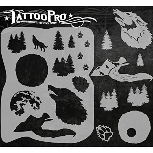 Airbrush TATTOO PROStencil (Howlin' at the Moon)