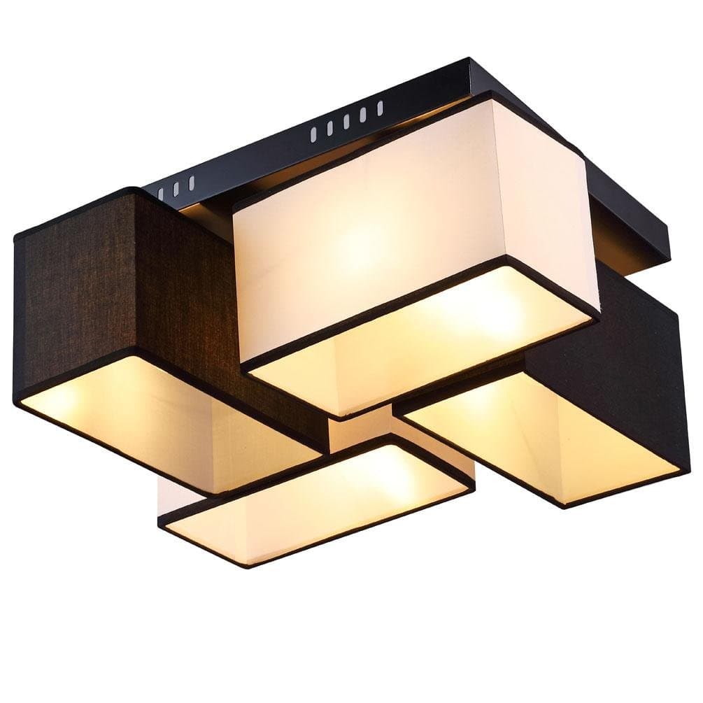 Modern Ceiling Light Black and White Brown Ceiling Light Niagara with Fabric Shade Decoration Light Ideal Bedroom Living Room Hallway Illumination Beautiful Indoor Lighting 4*E27