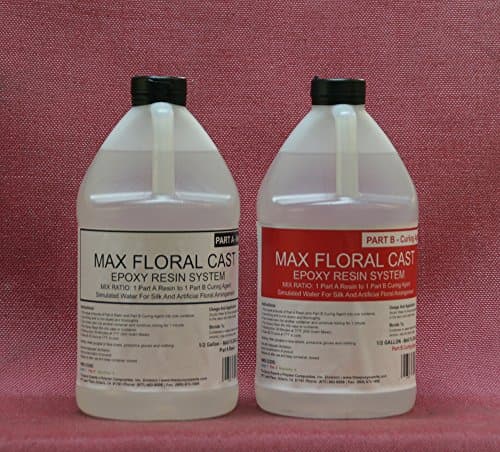 MAX FLORAL CAST Epoxy Resin System - Clear Simulated Water Epoxy for Floral Arrangements & Water Appearance (1 Gallon Kit))