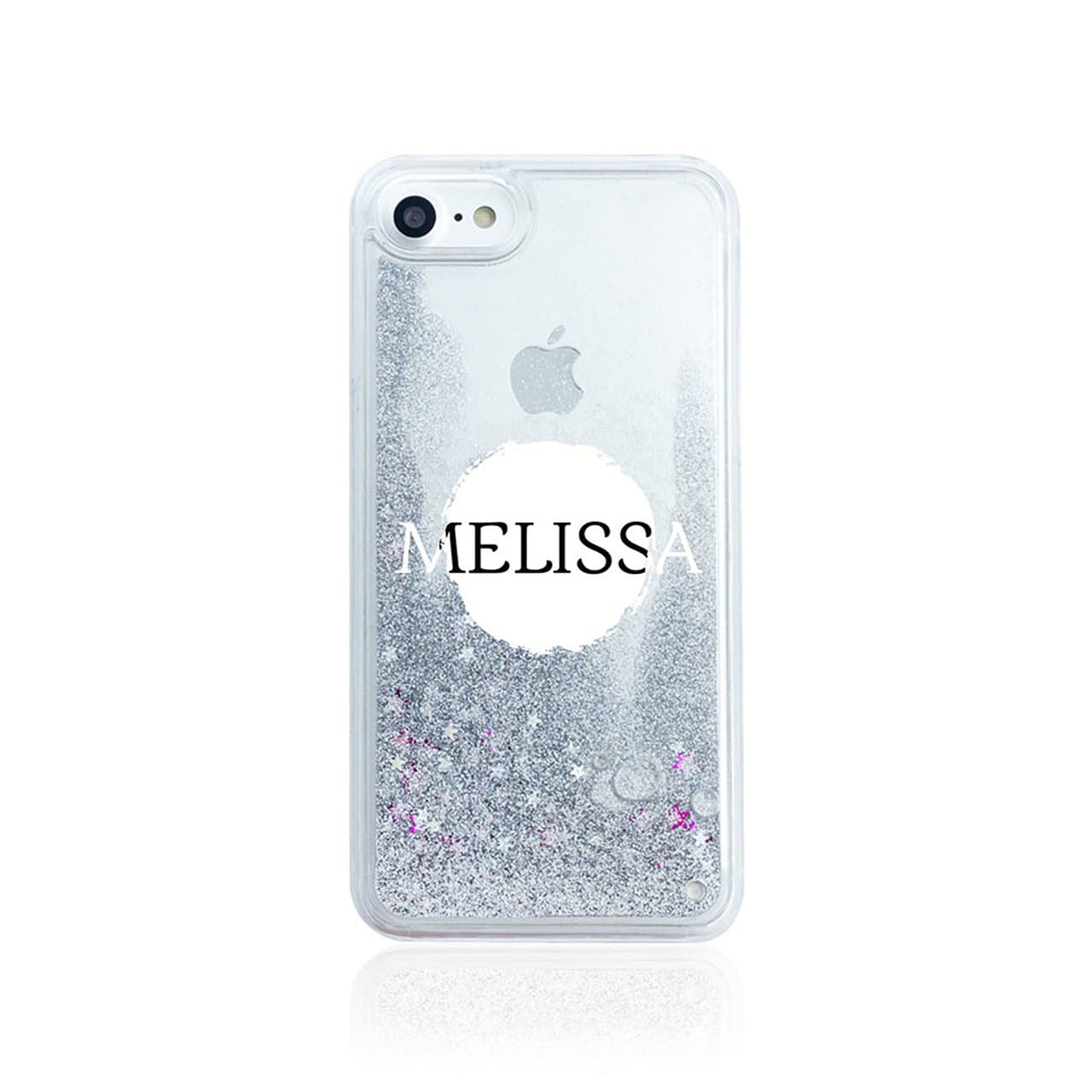 Iphone 5 / 5s / SE 2016 Tirita Personalised REAL LIQUID GLITTER Hard Case Bling Silver Handwriting Style Fancy Cursive Signature Custom Initials Name