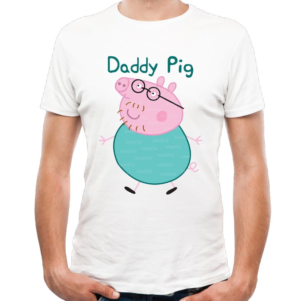 T-Shirts Short Sleeve Customized Daddy Pig Iron Transfer