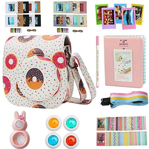 Alohallo Instax Mini 9 Mini 8 Mini 8 + Accessories for FujiFilm Instax Mini 8/ 8+/ 9 Instant Film Camera with Camera Case/ Lens / Mini Album/ Color Frame/ Sticker / Strap/ Pens/ Filter (Donuts)