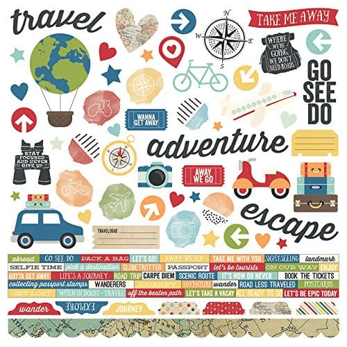 Travel Notes 10094 Cardstock Stickers 12"X12" Combo, Multi