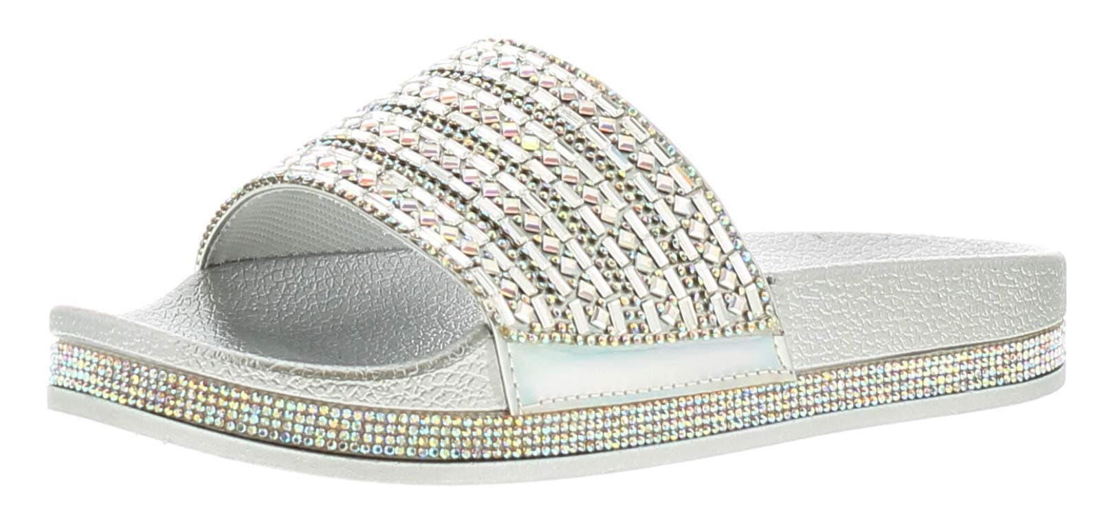 Emmie Womens Synthetic Material Flip Flops Silver