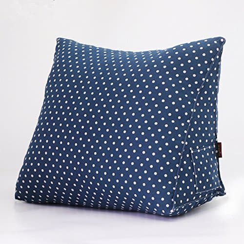Ultra Comfortable Lumbar Pillow Bed Rest Stuffed Cushion Pillows Back Support Cushions for Car Sofa Chair Removable Cotton Cover (L (55x45x25cm), Blue Dot)