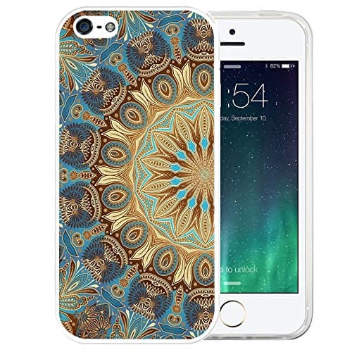 iPhone SE Case, LAACO Beautiful Clear TPU Case Rubber Silicone Skin Cover for iPhone 5/5S/SE - Indian Henna Mandala