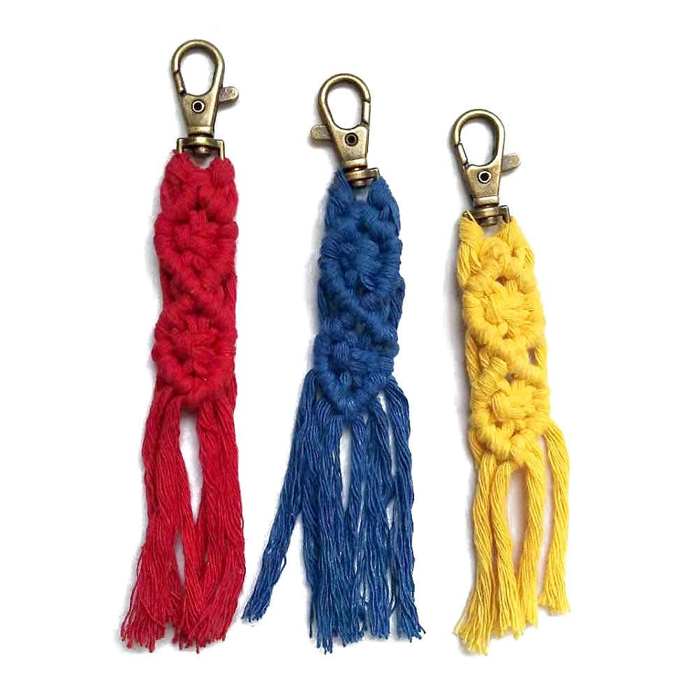 CHICIEVE Mini Macrame Keychains kits Boho Macrame Keychains with Tassels Handmade for Car Key Purse Phone Wallet Wedding Gift
