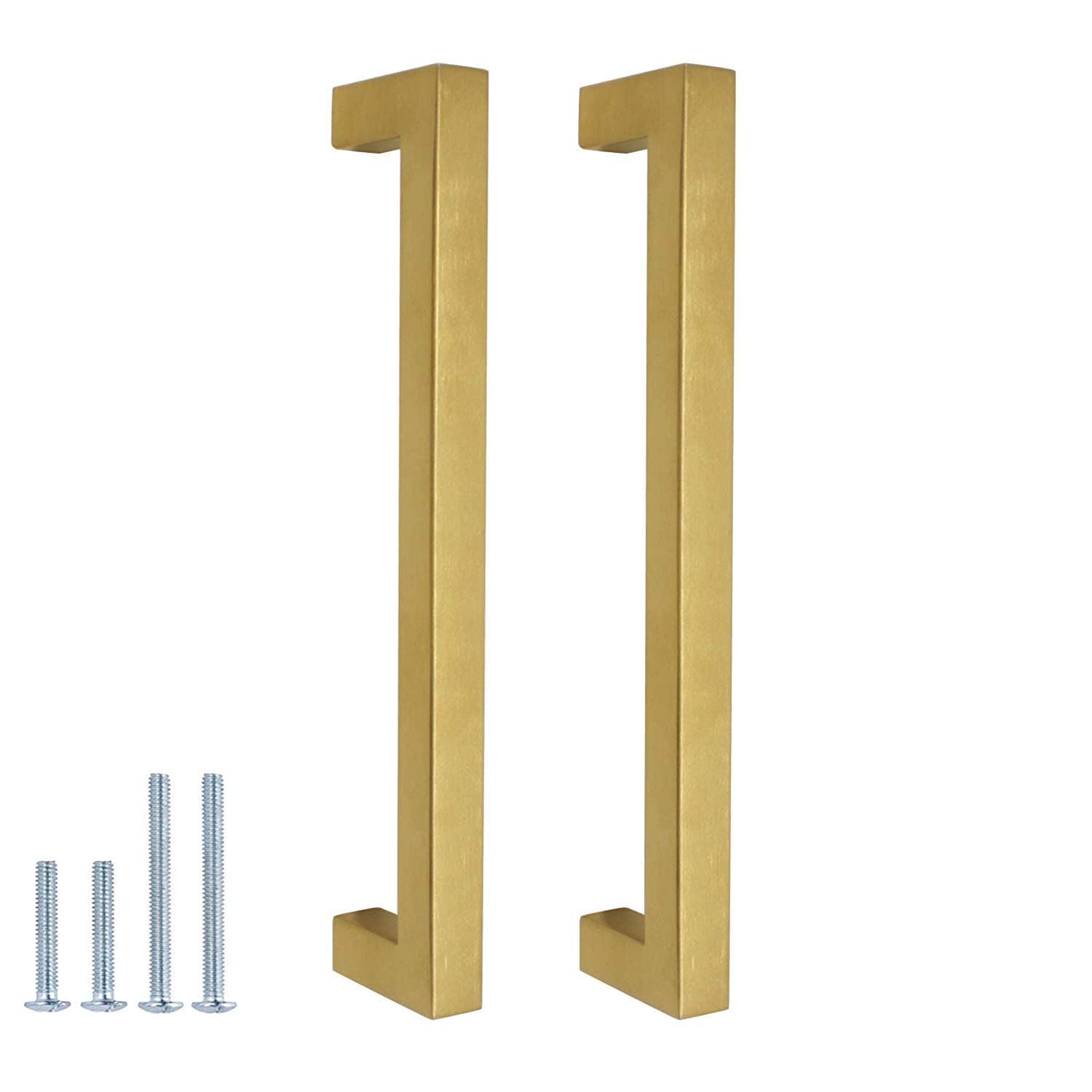 6Pack|5'' Cabinet Handles Brushed Brass Square Drawer Handle Polished Gold,Stainless Steel Brass Square Kitchen Furniture Hardware,Hole Center:128mm