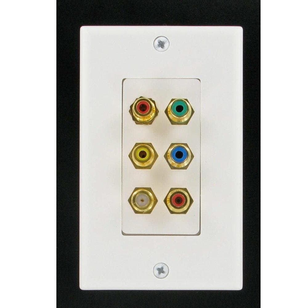 Component Video Wall Plate w/ Stereo Audio RCA Couplers