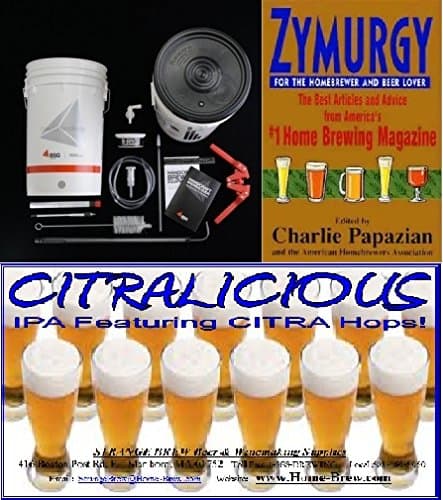 Strange Brewery 5 Gallon Home-Brew Starter Kit with Strange Brew Citralicious IPA Ingredients, and 441 Page Zymurgy Book.