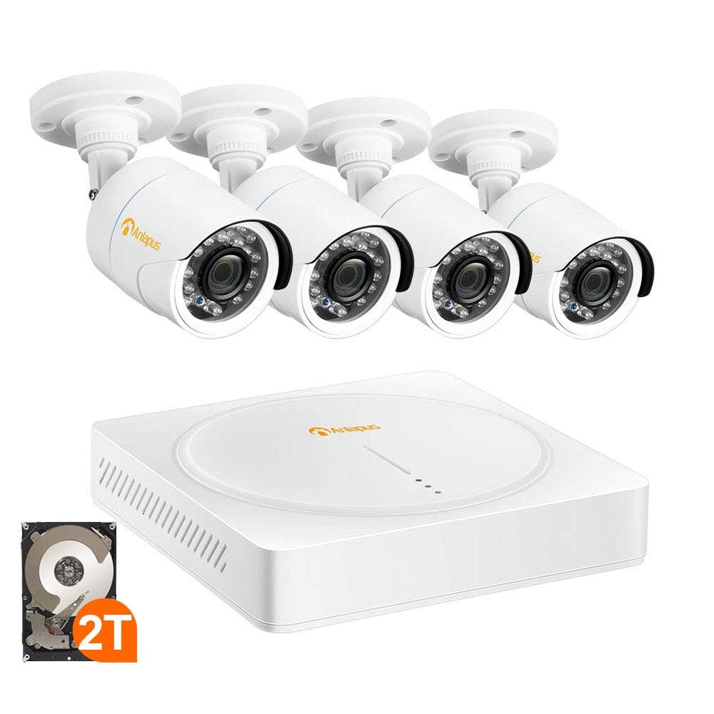 Anlapus 8CH Full HD 1080P HD-TVI Security Camera System, Surveillance DVR with 2TB Hard Drive and (4) 2.0MP 1920TVL Waterproof Outdoor Indoor CCTV Bullet Camera with Smart Motion Detection