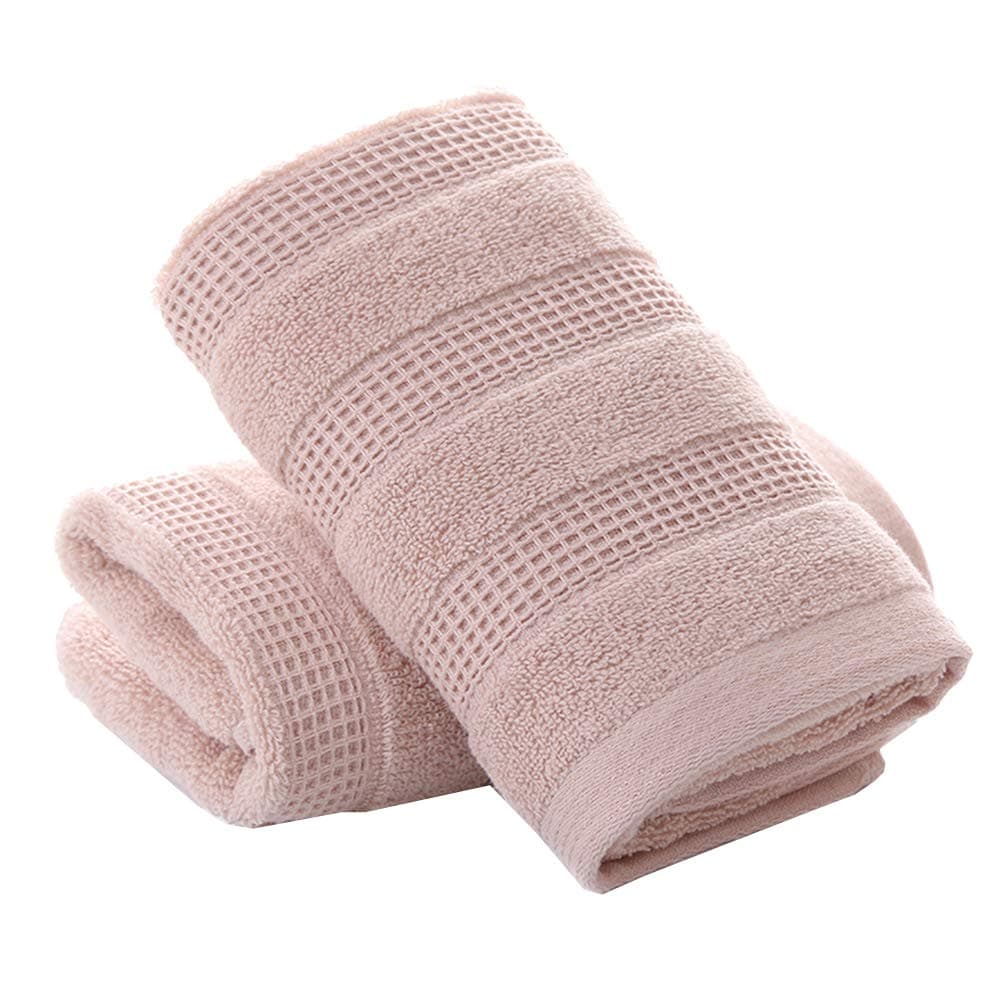 Pidada Hand Towels Set of 2 100% Cotton Striped Pattern Absorbent Soft Towel for Bathroom 12.6 x 28 Inch (Brown)