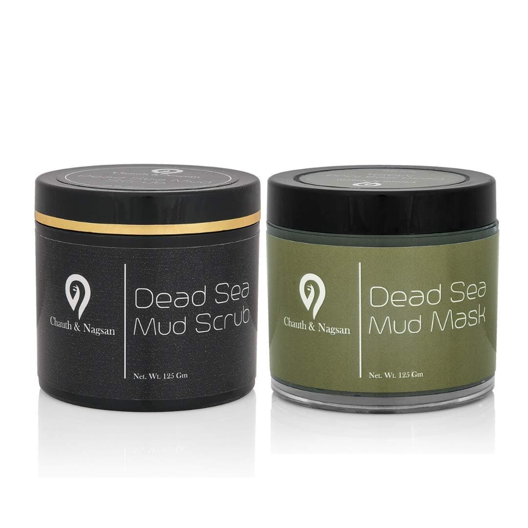 Chauth and Nagsan Natural Dead Sea Spa Kit | Tan Removal, Detox, Soft & Glowing Skin | Face & Body Scrub and Mud Mask | Normal/Oily Skin | Paraben and SLS Free