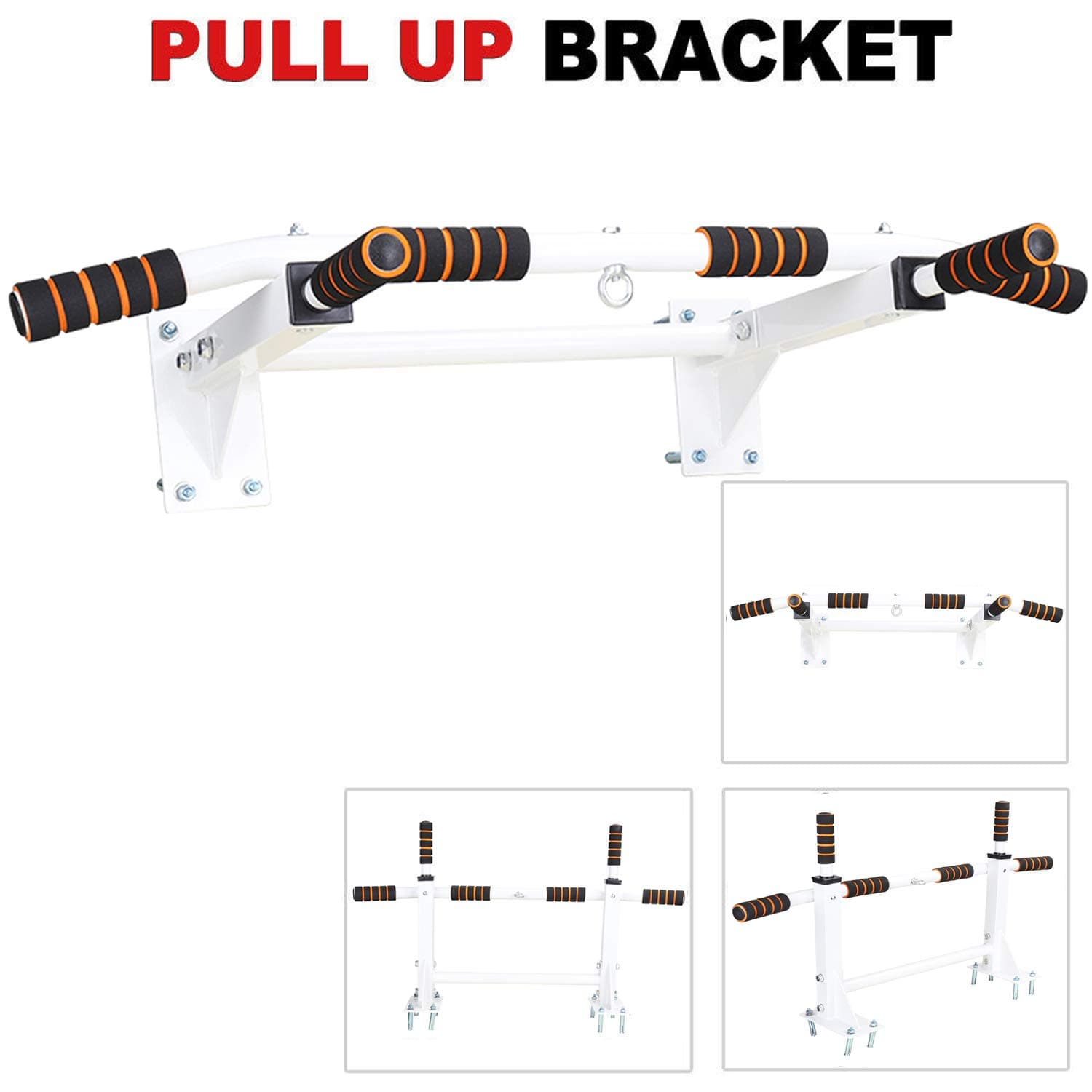 Graft Heavy Duty Chin Pull Up Bar Wall Mounted Gymnastics Bar 6 Foam Handles Pull Up Station Punchbag Wall Bracket Chinning Bar Indoor Outdoor Home Gym Training Bar
