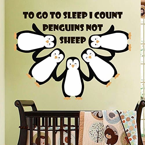 Quote To Go Sleep I Count Wall Decals Penguins Full Mult Color Nursery Bedroom Kids Vinyl Lettering Stickers Mural Design Removable Colored Home Decor Window AR293