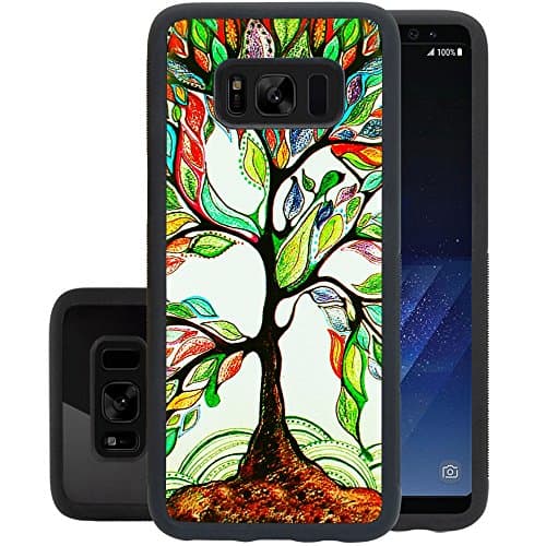 Samsung Galaxy S8 Case Colorful Tree, PC and TPU Shockproof Slim Anti-Scratch Protective,Dual layer Rugged Case Non-slip Grip ,Black