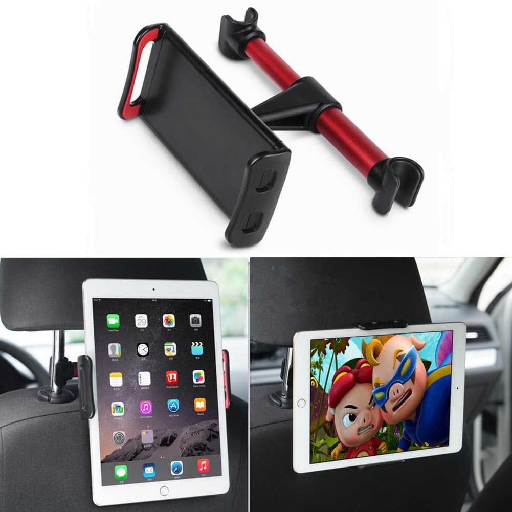 Car Headrest Mount, DLIUZ Universal Car Seat Tablet Mount Holder for iPad, Samsung Galaxy, Nintendo Switch, Fits All 4'' - 10.5'' Smartphones and Tablets (Red)