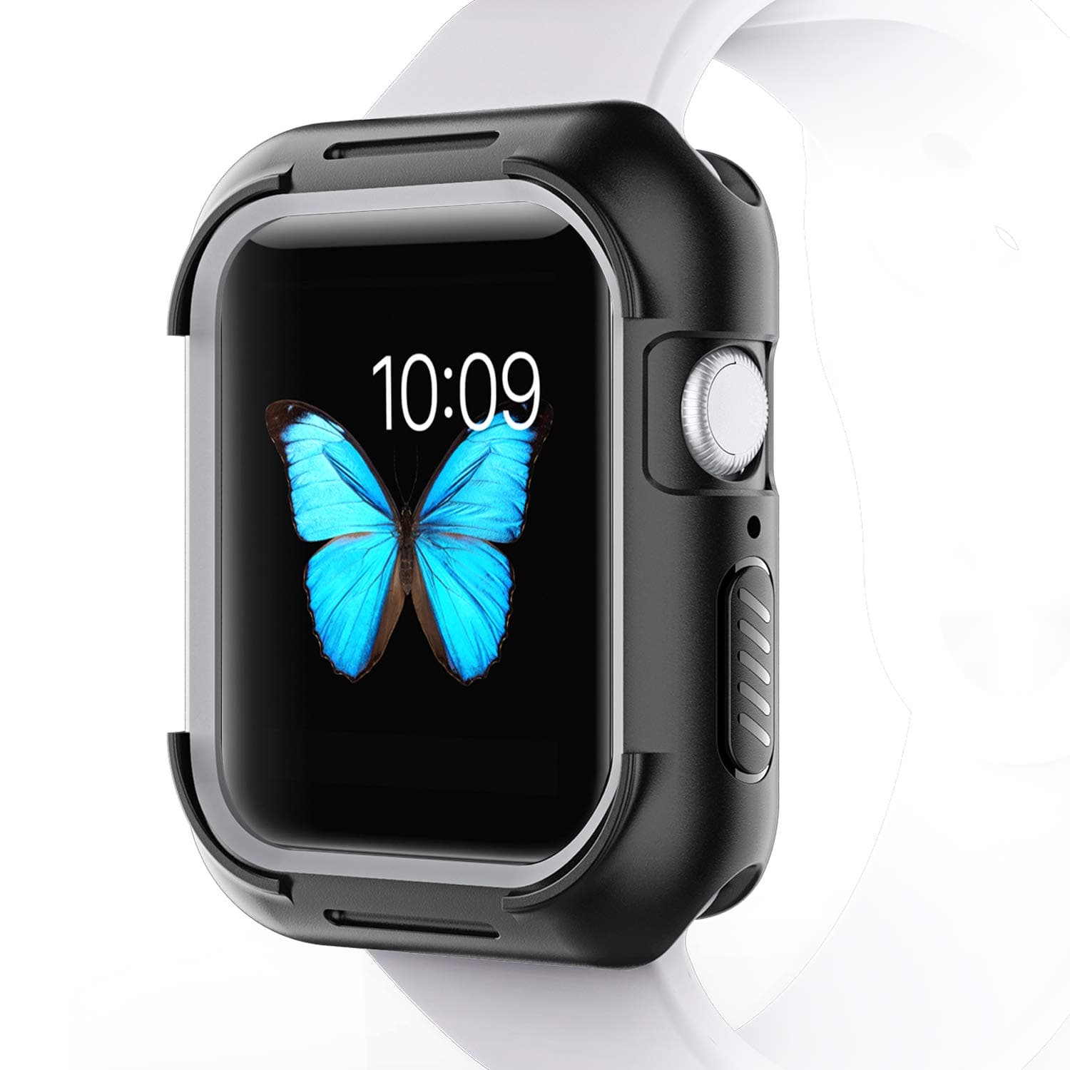 Pobon Compatible with Series 4 & Series 5 Apple Watch 44mm Case, All-Around Shock-Proof TPU Bumper Cover Protector Case Fit for iWatch 44mm (Black-Grey)