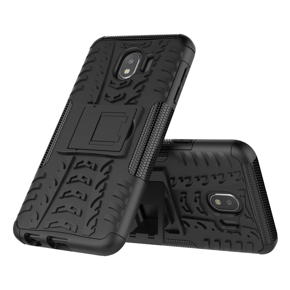 for Samsung Galaxy J1 Mini Prime/J106 Case Hard Shell Soft TPU Thin Slim Military Grade Holder Stand Grip Protective Cover (Black)