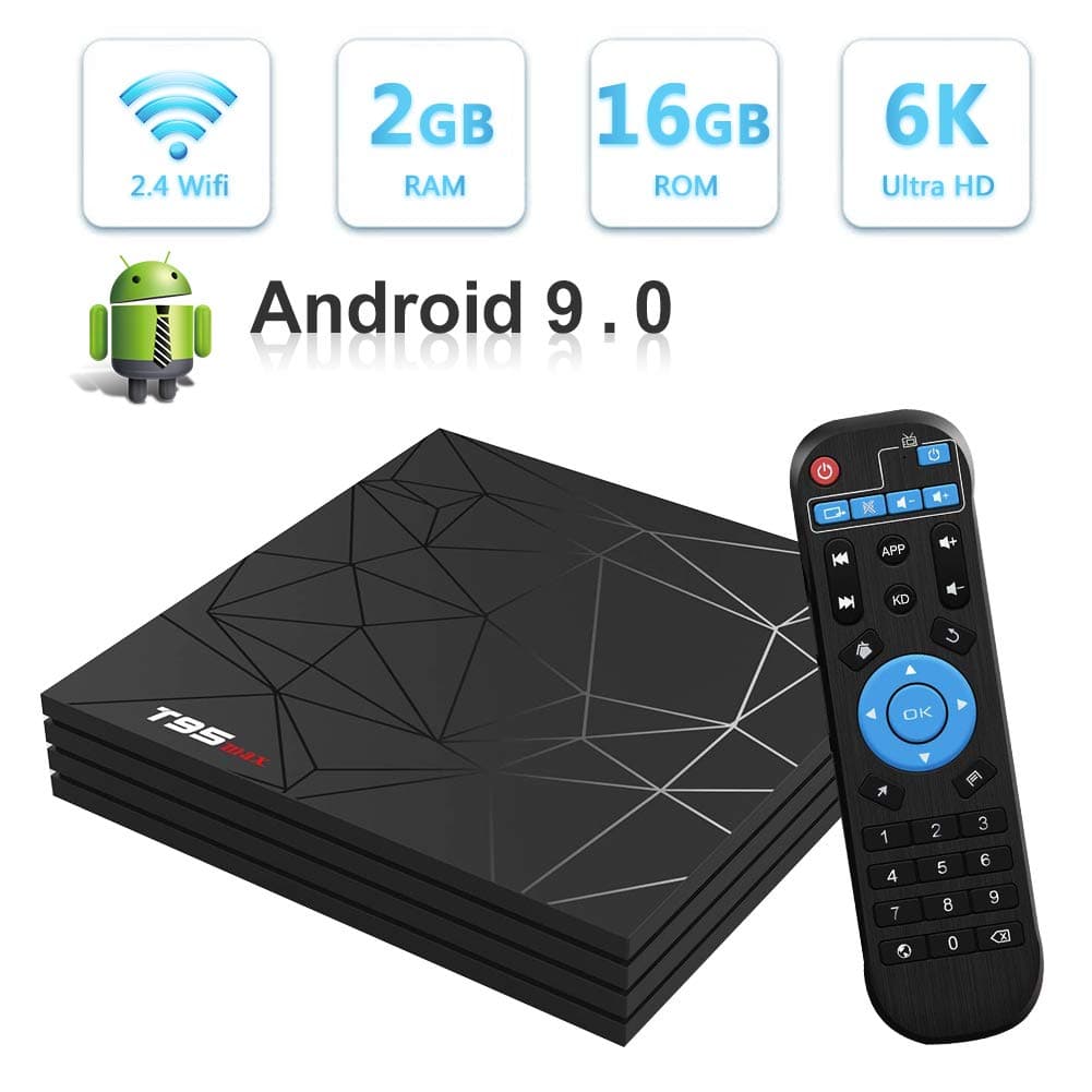 Sidiwen Android 9.0 TV Box T95 MAX Set Top Box 2GB RAM 16GB ROM Allwinner H6 Quad Core WiFi 2.4G Ethernet USB 3.0 Support 6K 4K Ultra HD H.265 Internet Media Player