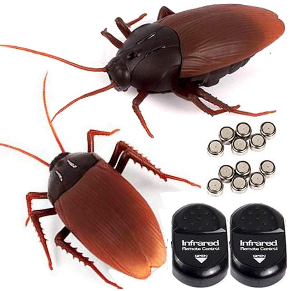 NiGHT LiONS TECH 2 Pieces Emulational Remote Control Cockroach Fake Roach Toy Scary Toy for Halloween Partys April Fools' Day Pank