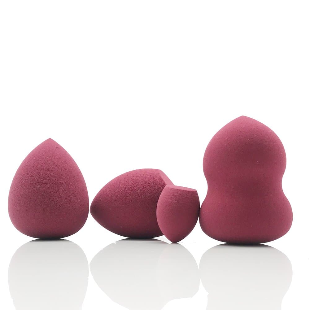 Beauty Makeup Sponges, Foundation Blender set Multi Shape Sponges Cosmetics blending Beauty Sponge blender With Plastic box (Red)